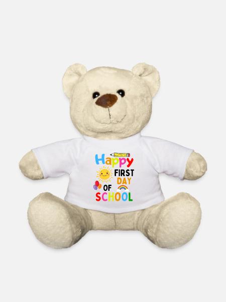 Erster Schultag Spruch Schulstart Design - Teddy - Weiß