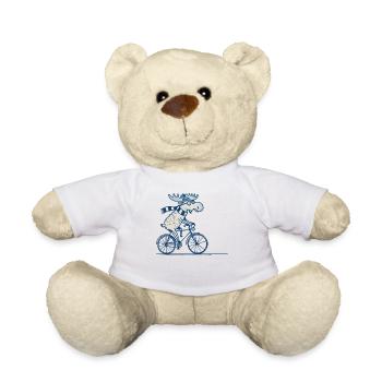 Elch Fahrrad Cartoon Design mit Humor im Retro - Teddy - Weiß - Vorne