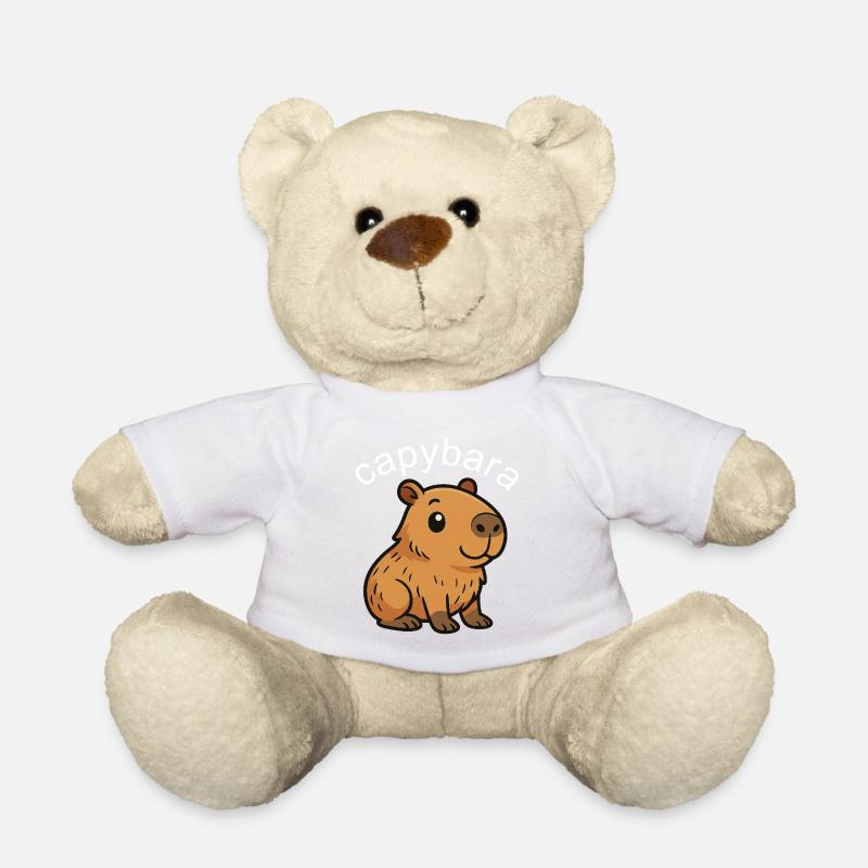 Cute Cartoon Capybara, cute and chill - Teddy Bear - white