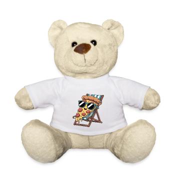 Lustige entspannte Pizza im Sommer - Teddy - Weiß - Vorne