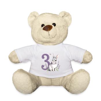 3. Geburtstag 3 Jahre Hase Häschen Lavendel Lila - Teddy - Weiß - Vorne