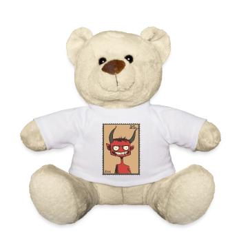 Grinsender Teufel als Briefmarke - Teddy - Weiß - Vorne