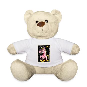 Wütendes Einhorn als Comic-Briefmarke - Teddy - Weiß - Vorne