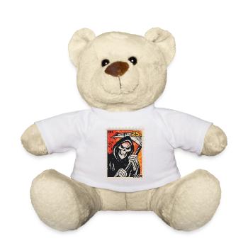 Grim Reaper Comic on Postage Stamp - Teddy Bear - white - Front