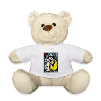 Fille avec un koala sur un timbre-poste - Nounours - blanc - Devant