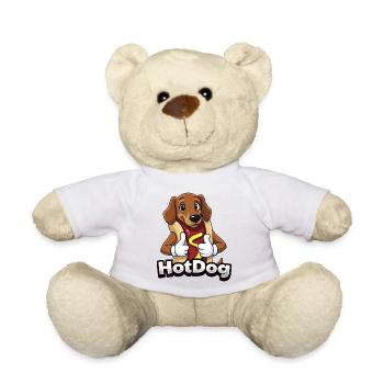 Hotdog Hot Dog Teckel Fastfoot Fast Foot drôle - Nounours - blanc - Devant