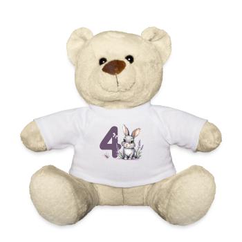 4. Geburtstag 4 Jahre Hase Häschen Lavendel Lila - Teddy - Weiß - Vorne