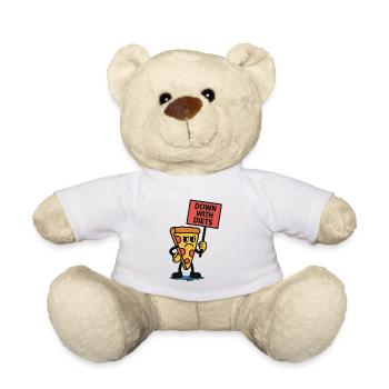 Pizza avec une pancarte « À bas les régimes ! » - Nounours - blanc - Devant