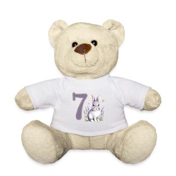7. Geburtstag 7 Jahre Hase Häschen Lavendel Lila - Teddy - Weiß - Vorne
