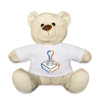 Glitch Joystick – Retro Gaming - Teddy Bear - white - Front