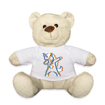Glitch Dab Unicorn – Trendy Fantasy - Teddy Bear - white - Front
