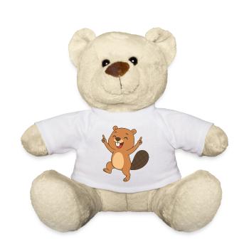 Fröhliches Biberbaby - Busy Beaver Baby - Teddy - Weiß - Vorne
