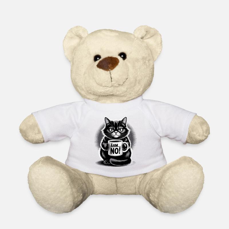 Um... Non! Chat à l’humour du café - Nounours - blanc