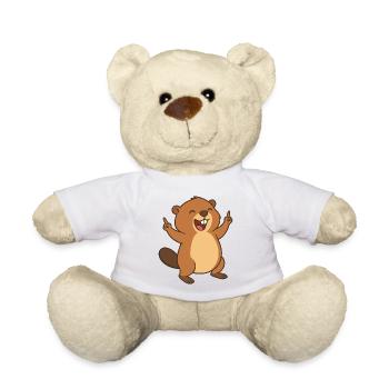 Happy beaver fun - Teddy Bear - white - Front