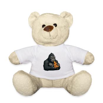 Cute Gorilla Pizza Italian Cartoon Food - Teddy Bear - white - Front