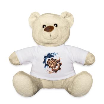 Yin Yang Koi Fish and Glowing Lotus Art - Teddy Bear - white - Front