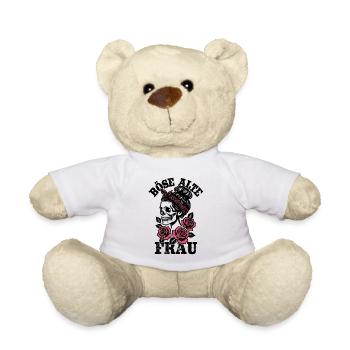 Böse alte Frau - Totenkopf - Rosen - Spruch - Teddy - Weiß - Vorne