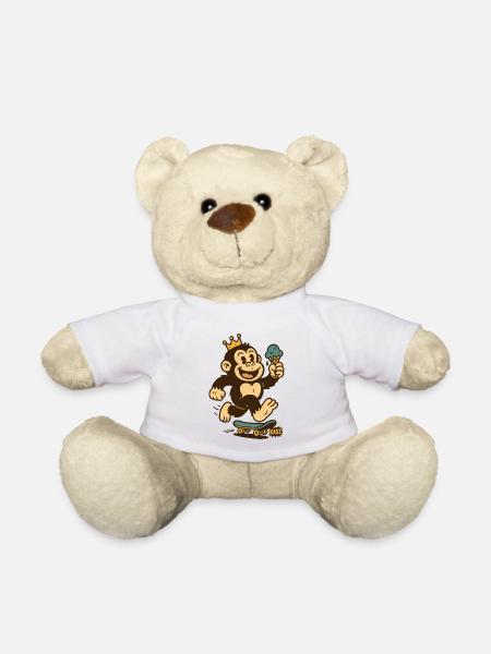 Affenkönig auf Skateboard mit Eis & Krone - Teddy - Weiß