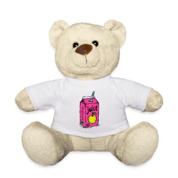 Knalliger Apfelsaft – Eine Packung Pop Art Saft - Teddy - Weiß - Vorne