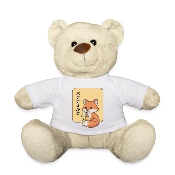 Cartoon Fuchs Trinkt Banane Milch Kawaii Tier - Teddy - Weiß - Vorne