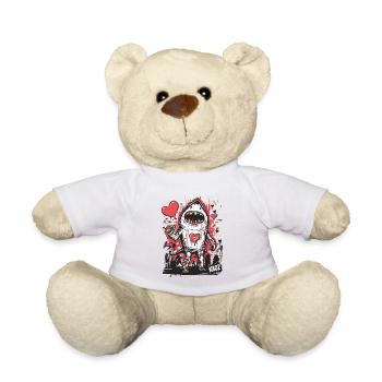 Requin monstre avec coeur en rouge et noir - Nounours - blanc - Devant