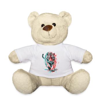 Tiger Head Predator Nature Wilderness Splash Colorful - Teddy Bear - white - Front