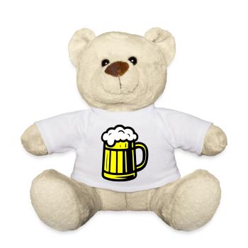 Chope à bière en verre à bière - Nounours - blanc - Devant