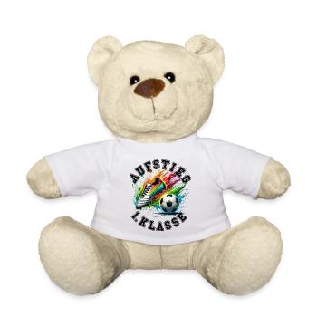 Fußball Schulstart Geschenk Erstklässler Junge - Teddy - Weiß - Vorne