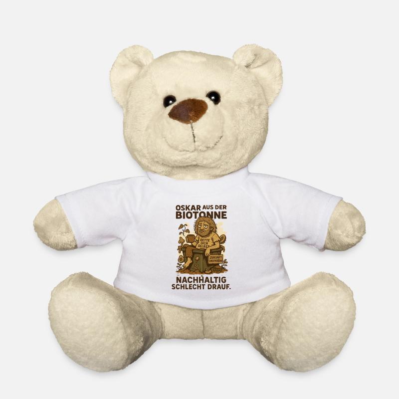 Oskar from the organic waste bin with saying and garbage - Teddy Bear - white