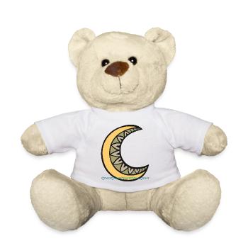 Motif de lune avec motif géométrique à décor de feuilles - Nounours - blanc - Devant