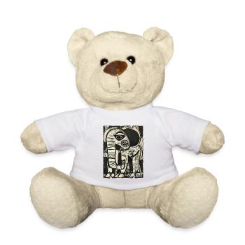 Abstrakter Elefant in Schwarz-Weiß - Teddy - Weiß - Vorne