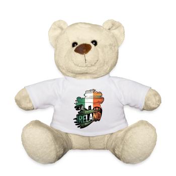 T-shirt drapeau et paysage de l’Irlande - Nounours - blanc - Devant