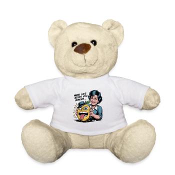 10080 woman squeezing a male lemon - Teddy Bear - white - Front