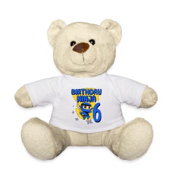 Birthday Ninja 6 Year Old Birthday Party Gift - Teddy - Weiß - Vorne