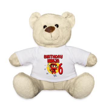 Birthday Ninja 6 Year Old Birthday Party Gift - Teddy - Weiß - Vorne
