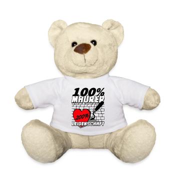 Maurer Leidenschaft 200% Herz - Teddy - Weiß - Vorne