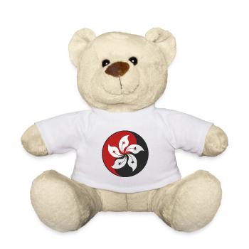 Hong Kong Bauhinia Flag Yin Yang symbol V2 - Teddy Bear - white - Front