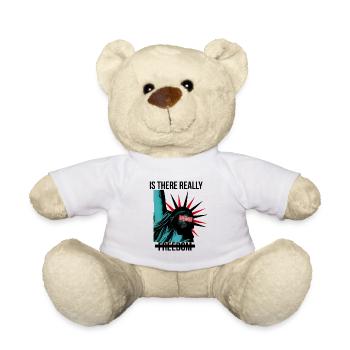 Rebellious Statue with Censorship Elements - Teddy Bear - white - Front