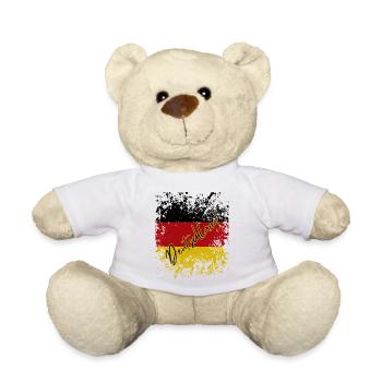 Deutsche Grunge-Flagge, deutscher Stolz - Teddy - Weiß - Vorne