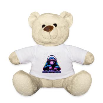 Singe DJ coloré avec des écouteurs et des lunettes - Nounours - blanc - Devant
