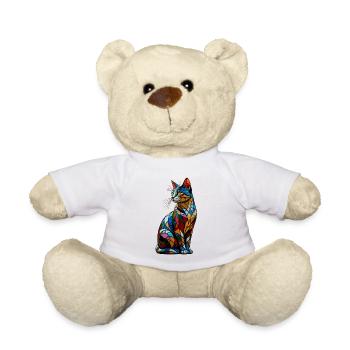 Katze Bunt Regenbogen Farben Popart Cat Mom Katzen - Teddy - Weiß - Vorne