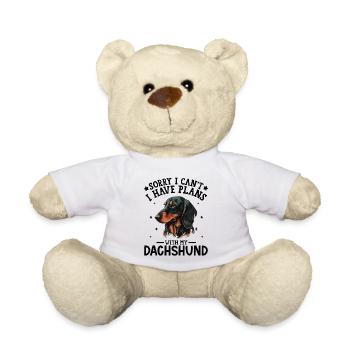 Dachshund Portrait Artistic Illustration - Teddy Bear - white - Front