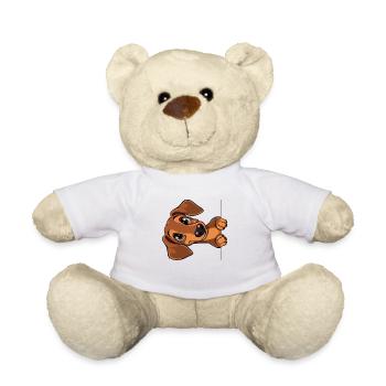 Cute Dachshund Looking Out Cartoon Animal Graphic - Teddy Bear - white - Front