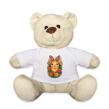 Illustration de lapin floral, amour des lapins - Nounours - blanc - Devant