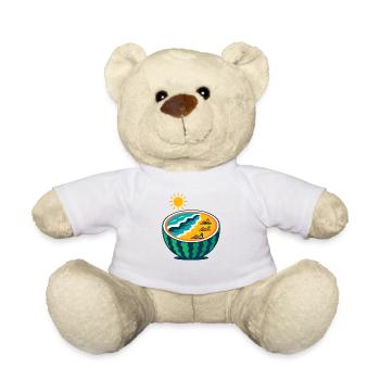Strand-Yoga-Sonnenuntergangsszene, Warermelon-Liebhaber - Teddy - Weiß - Vorne