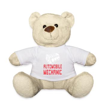 Automobile Mechanic Bold Engine Block Wrench Pride - Teddy Bear - white - Front