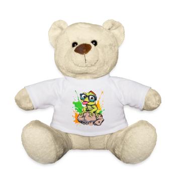 Lustiger Gecko mit Brille und Farbenexplosion - Teddy - Weiß - Vorne