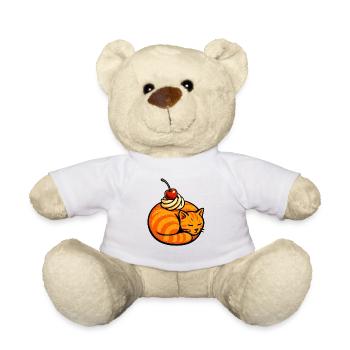 Orange Katze und Kirschen Illustration - Teddy - Weiß - Vorne