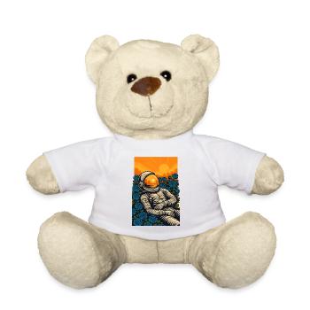 Sonnenuntergangs-Astronaut im blauen Rosengarten - Teddy - Weiß - Vorne