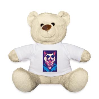 Retro-Katze mit Sonnenbrille und Kette - Teddy - Weiß - Vorne